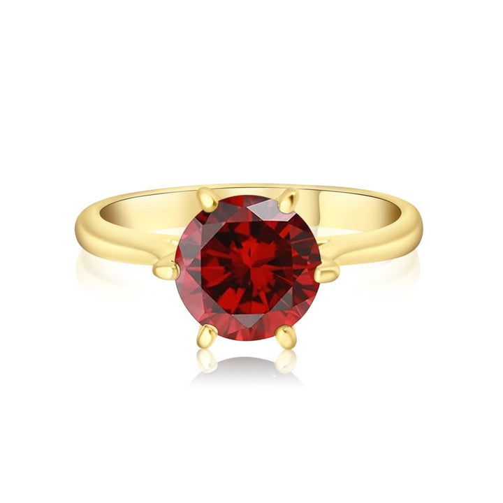 gold plated closed ring with garnet 8mm facet