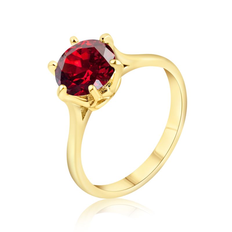 gold plated closed ring with garnet 8mm facet