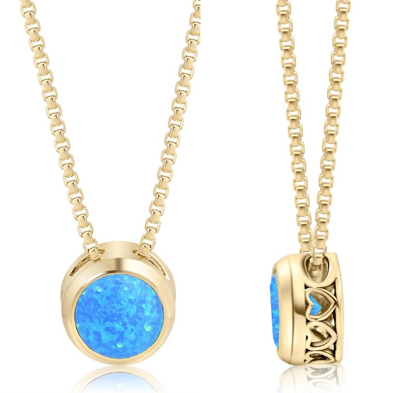 14K Gold Plated Blue Opal Pendant Necklace