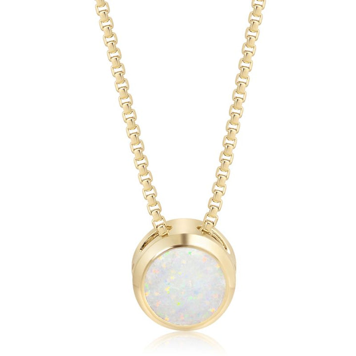 14K Gold Plated White Opal Pendant Necklace