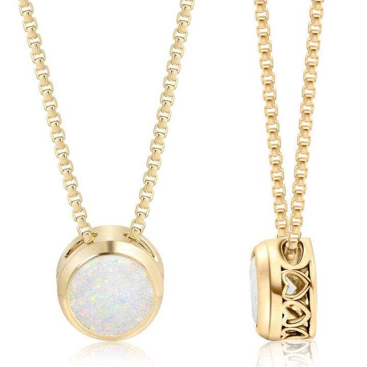 14K Gold Plated White Opal Pendant Necklace