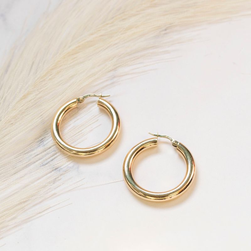 Yellow gold hoop earrings 28.7x4 mm