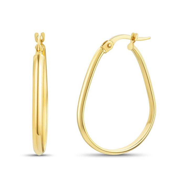 Yellow gold earrings in the shape of a pear