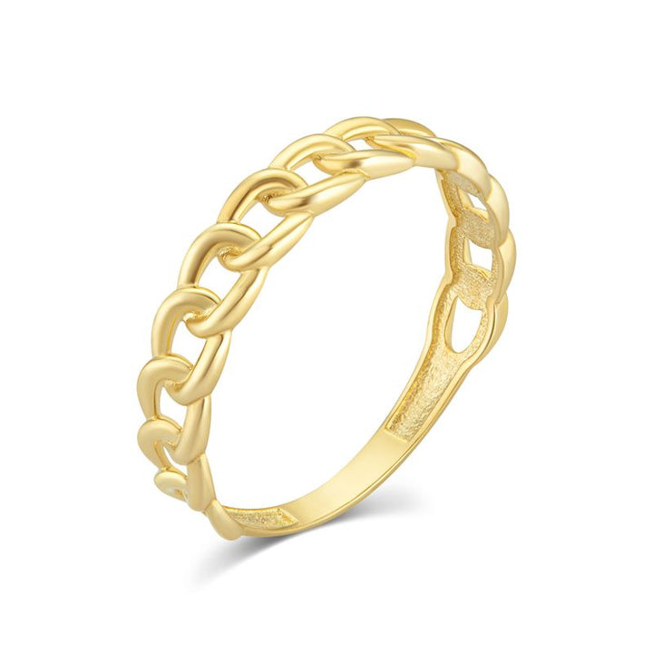 yellow gold ring with connected links
