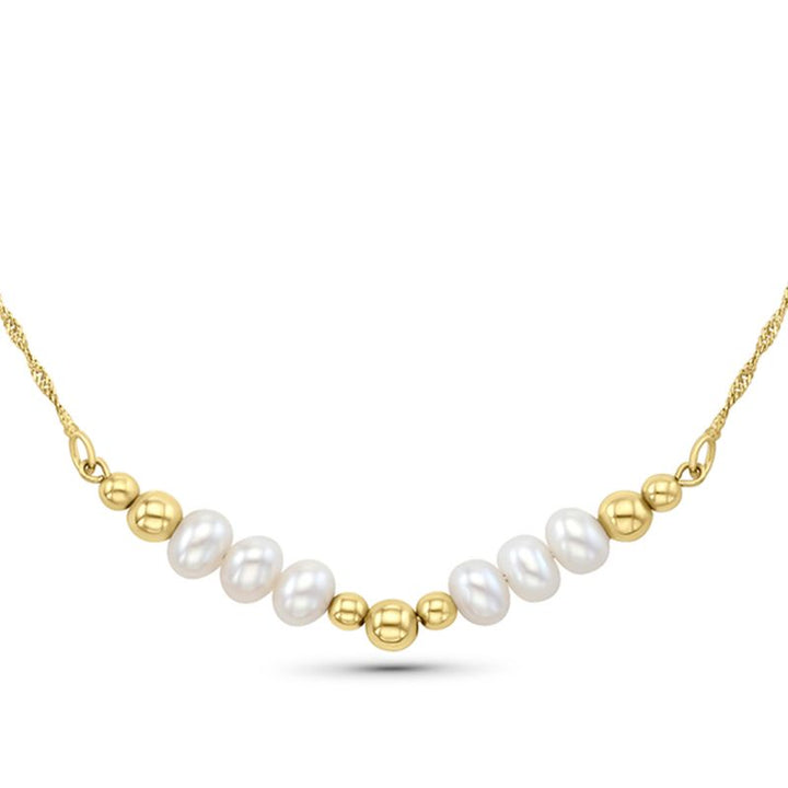 Yellow gold choker necklace with gold and pearl set
