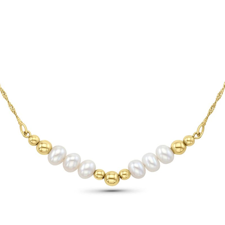 Yellow gold choker necklace with gold and pearl set