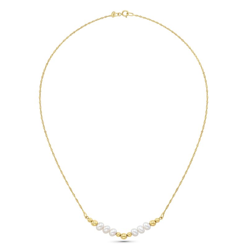 Yellow gold choker necklace with gold and pearl set