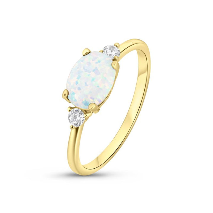 White Opal gold ring and two white zircon