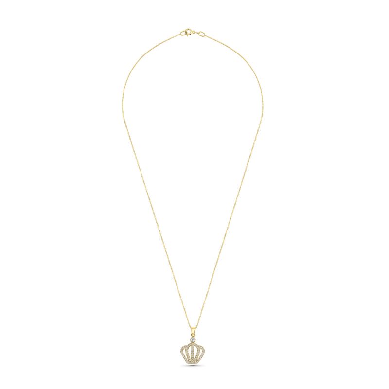 14K Gold Crown Pendant with Cubic Zirconia