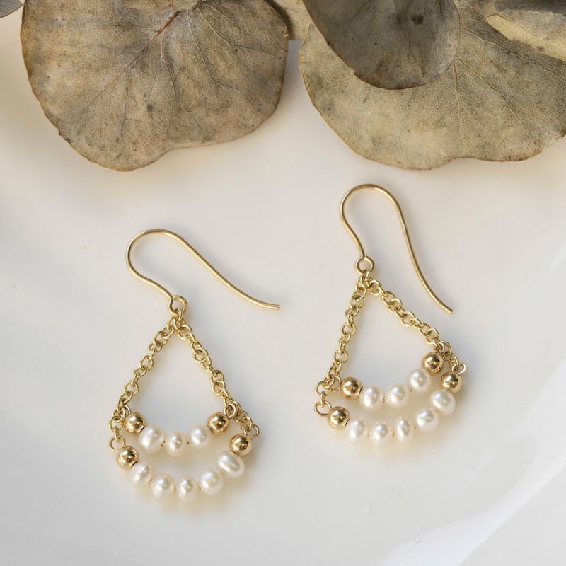 14K Gold Pearl Bead Earrings