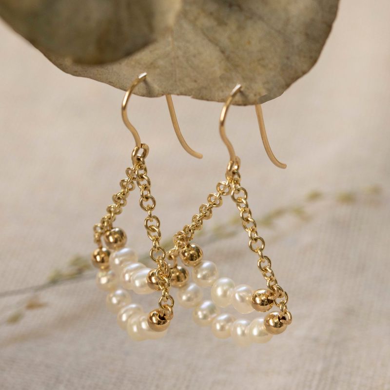14K Gold Pearl Bead Earrings