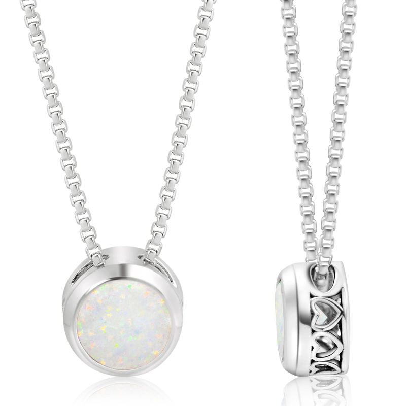 Silver White Opal Pendant Necklace