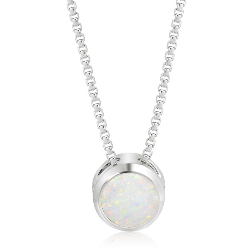 Silver White Opal Pendant Necklace