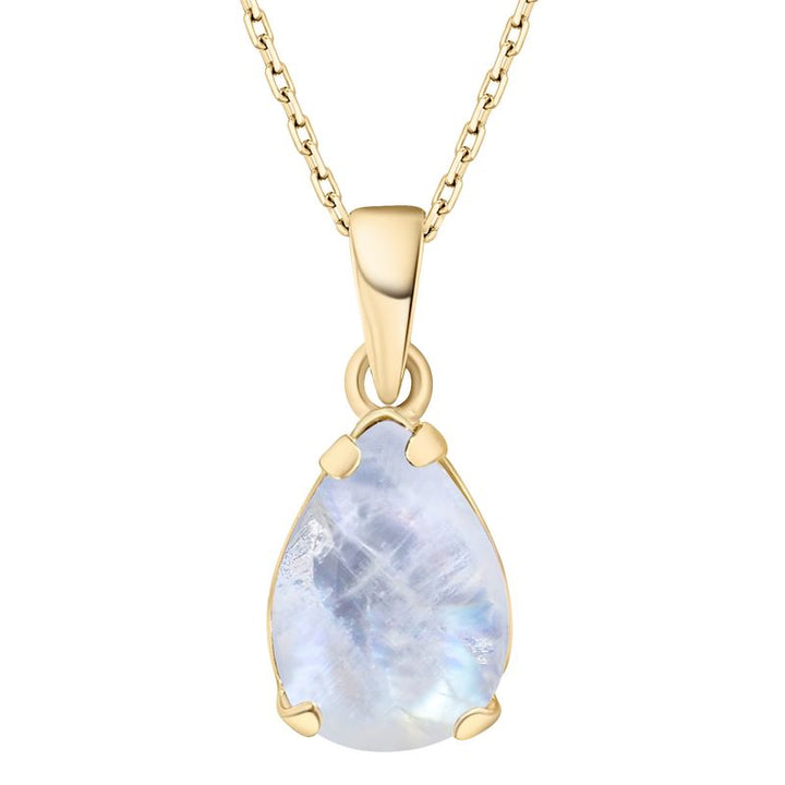 14K Gold Plated Moonstone Teardrop Pendant Necklace