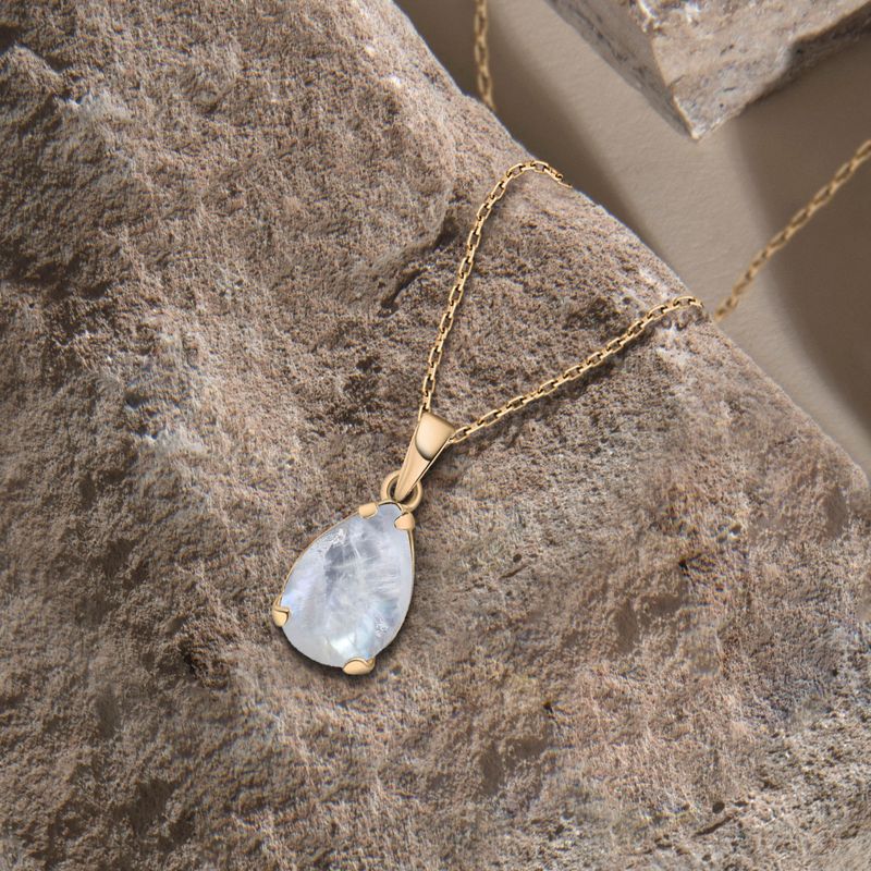 14K Gold Plated Moonstone Teardrop Pendant Necklace