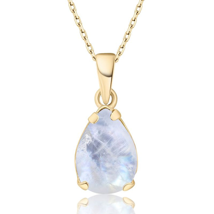 14K Gold Plated Moonstone Teardrop Pendant Necklace