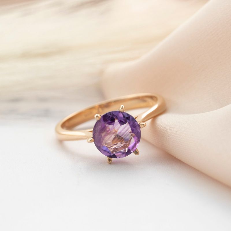 Red Gold Amethyst Ring - Handcrafted in Israel