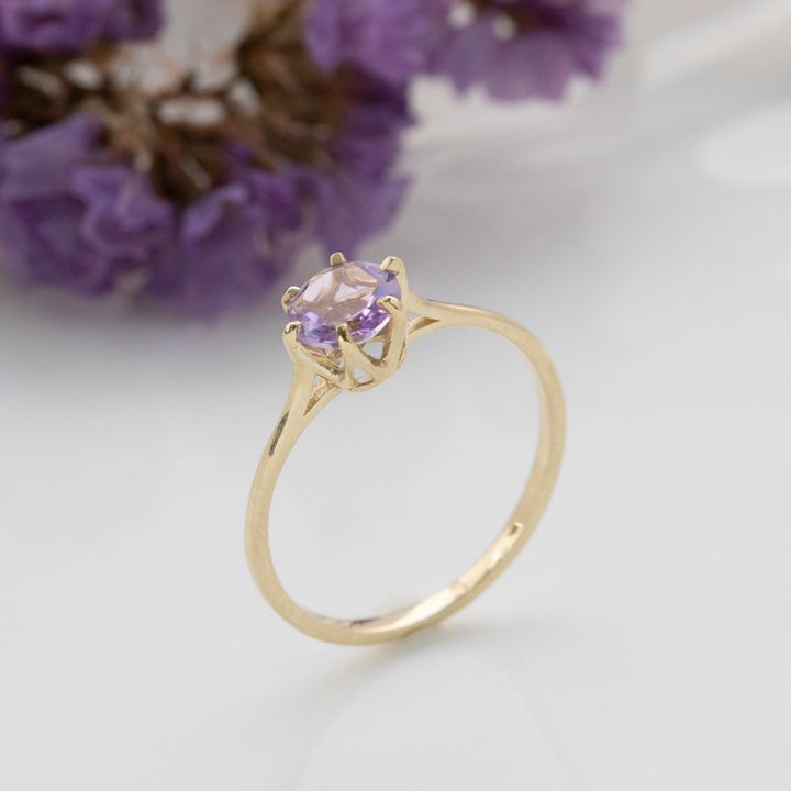 Yellow Gold Ring 6mm Facet