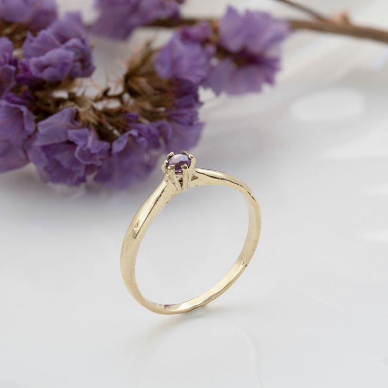 3mm Small Solitaire Gold Ring
