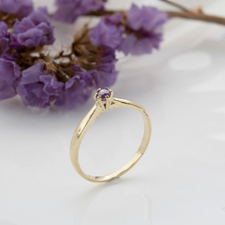 3mm Small Solitaire Gold Ring