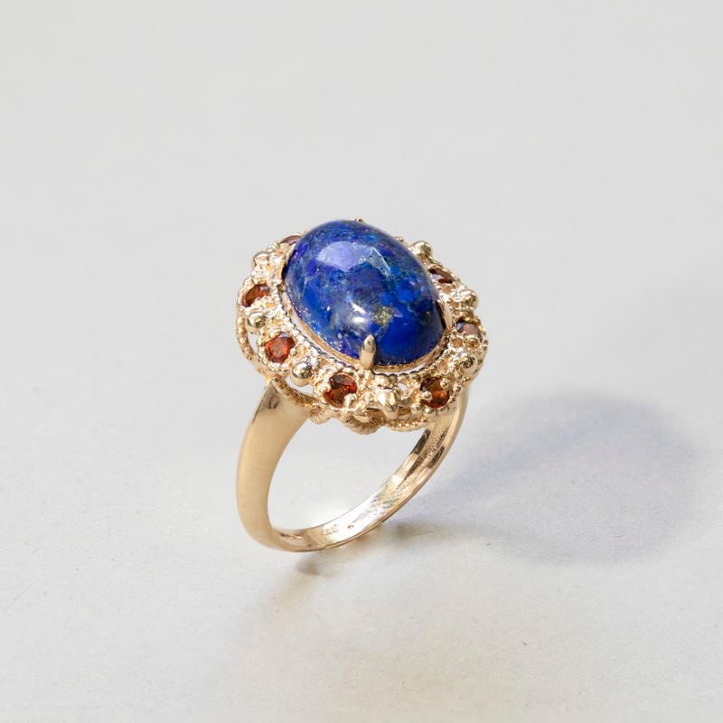 Yellow Gold Ring Antique 10X14 Lapis