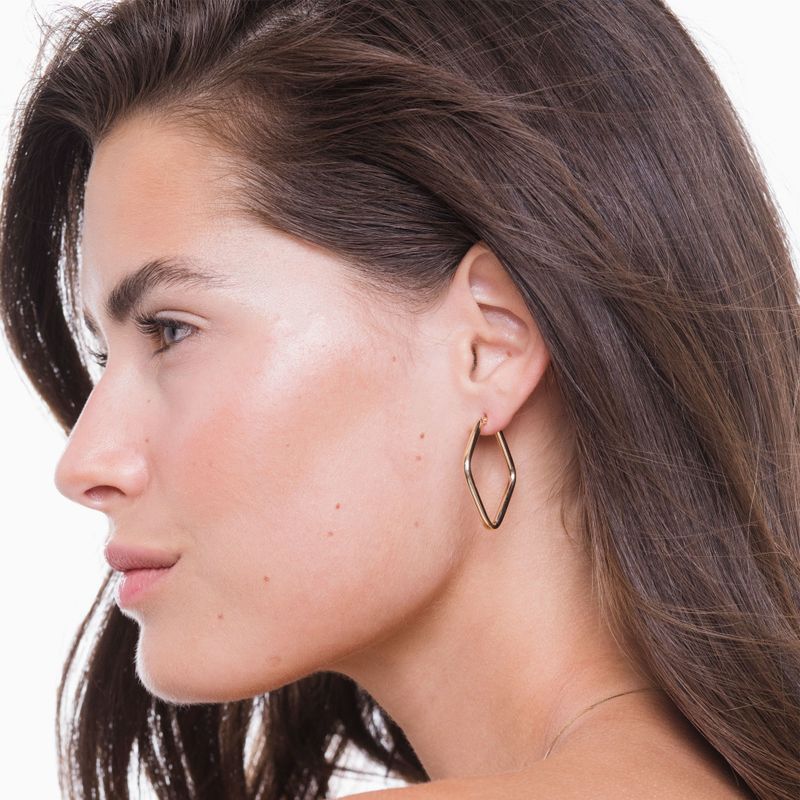 14K Gold Hoop Earrings with a Twist