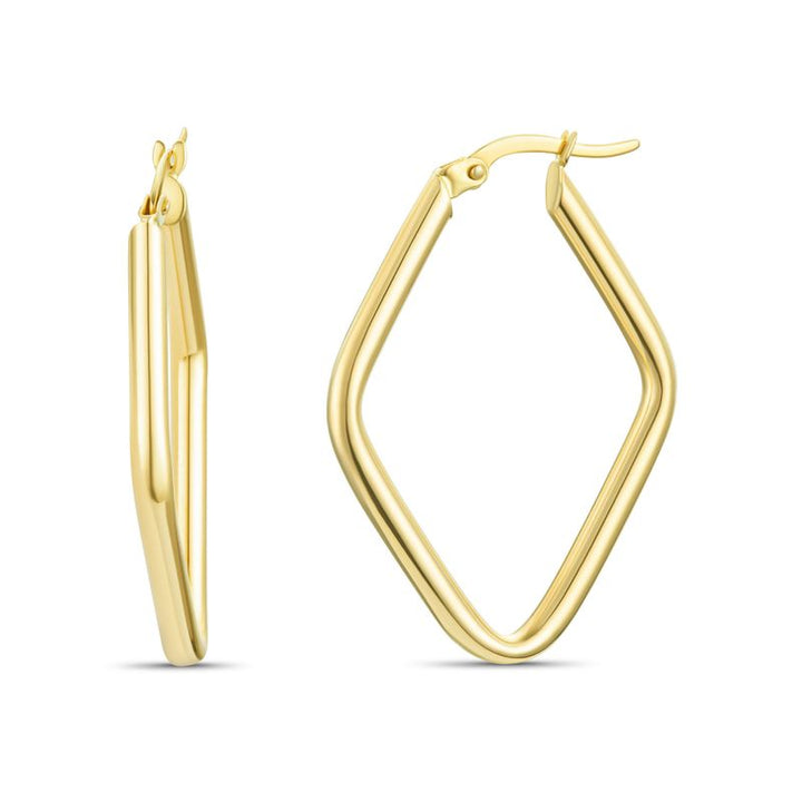 14K Gold Hoop Earrings with a Twist