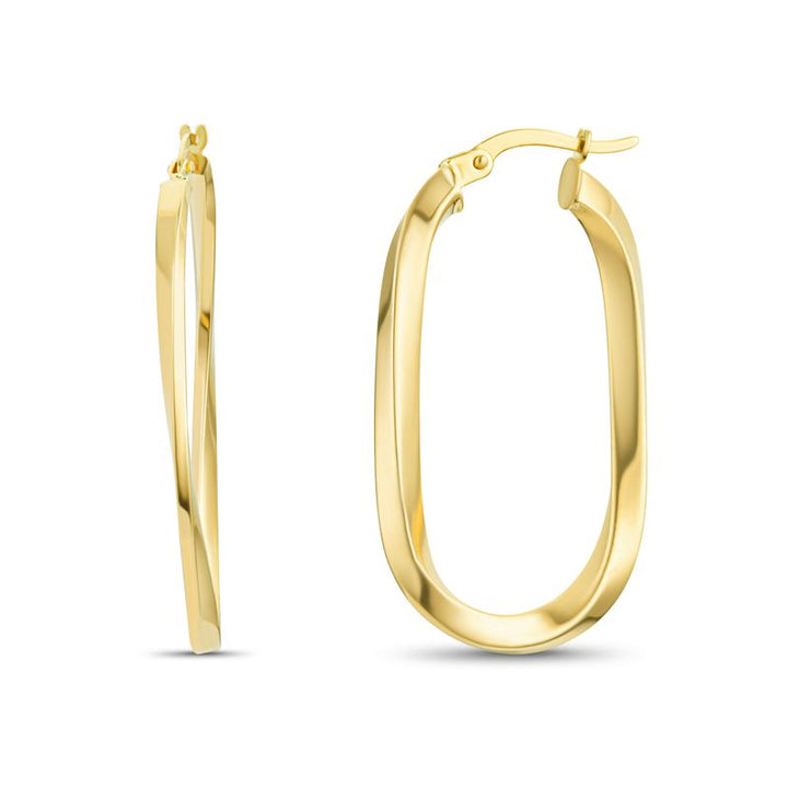 14K Gold Ellipse Hoop Earrings