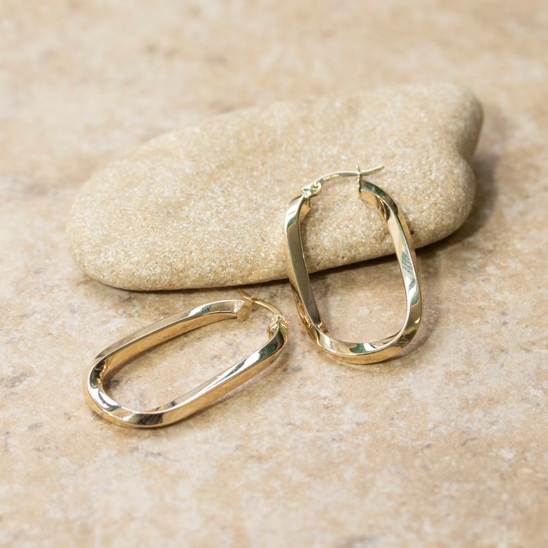 14K Gold Ellipse Hoop Earrings