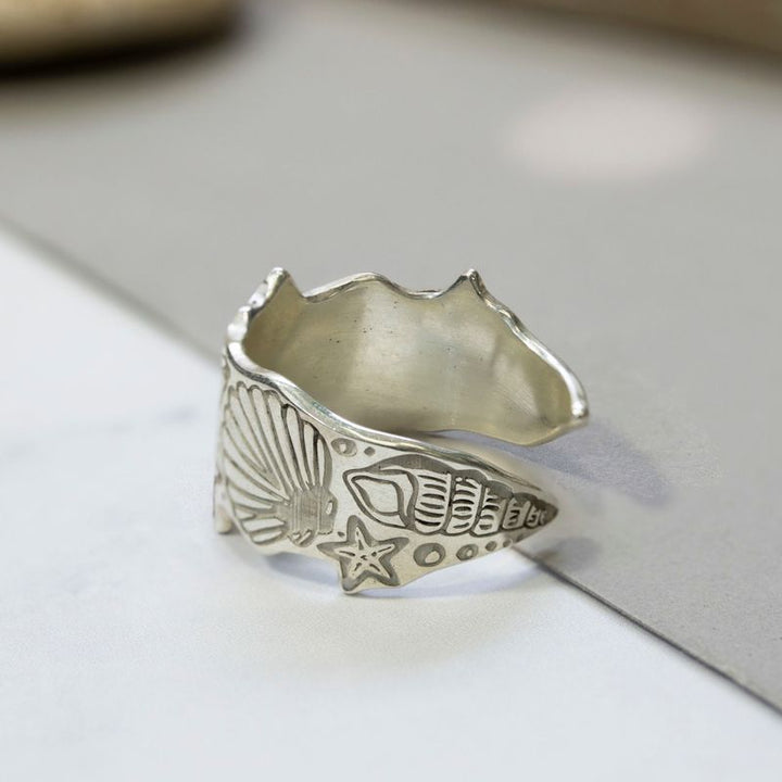925 Silver Adjustable Sea Ring with Spiral Design for Women
