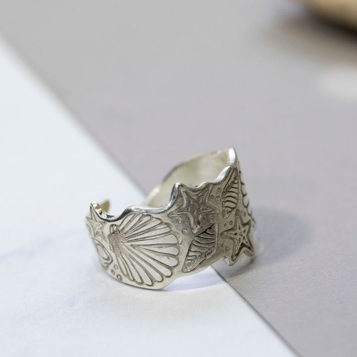925 Silver Adjustable Sea Ring with Spiral Design for Women
