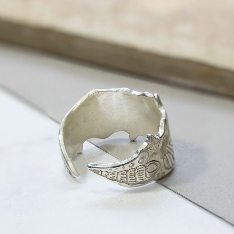 925 Silver Adjustable Sea Ring with Spiral Design for Women
