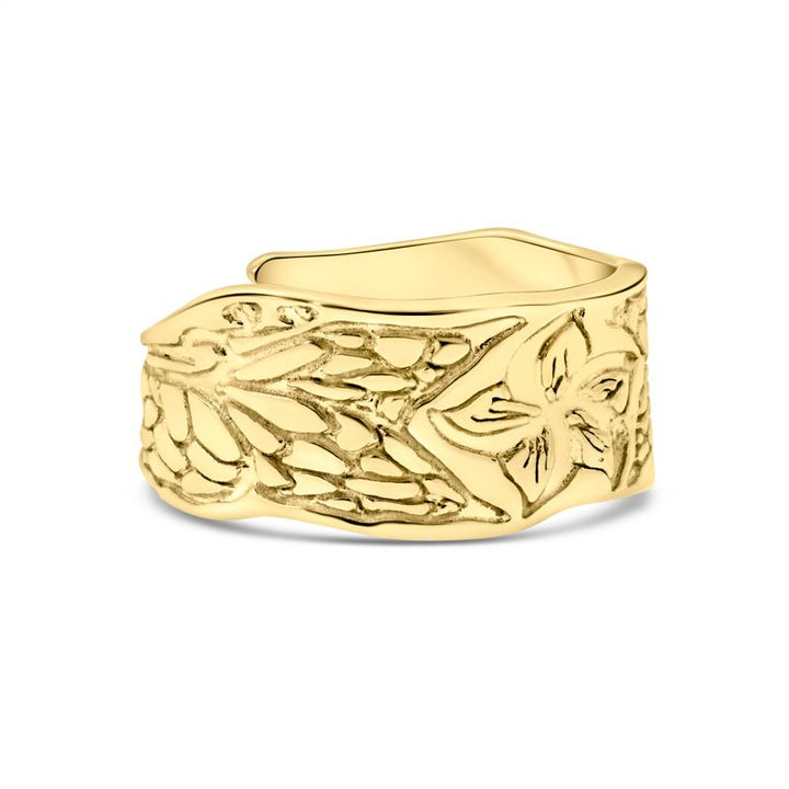 14K Gold Plated Flower Ring - Adjustable 925 Silver, Gemstone, Women's Jewelry