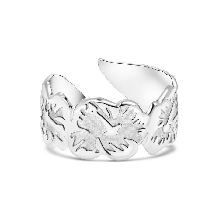 925 Silver Adjustable Leaf Ring with Gemstone for Women