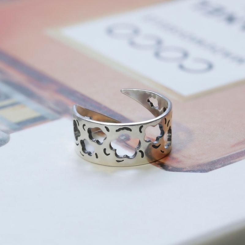 925 Silver Adjustable Leaf Ring with Gemstone for Women
