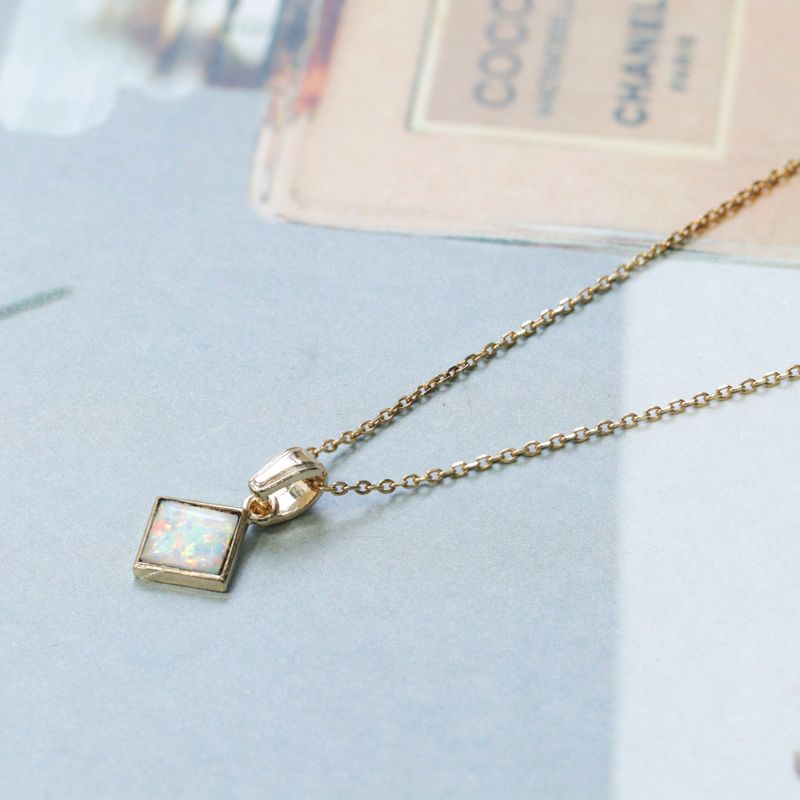 14K Gold Opal Necklace - Bridal Wedding Jewelry