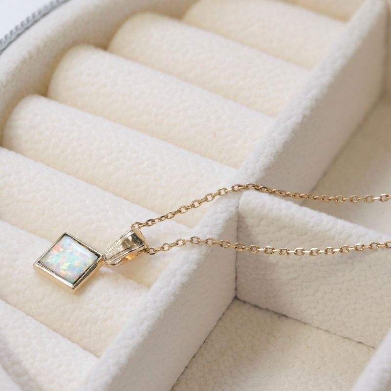 14K Gold Opal Necklace - Bridal Wedding Jewelry