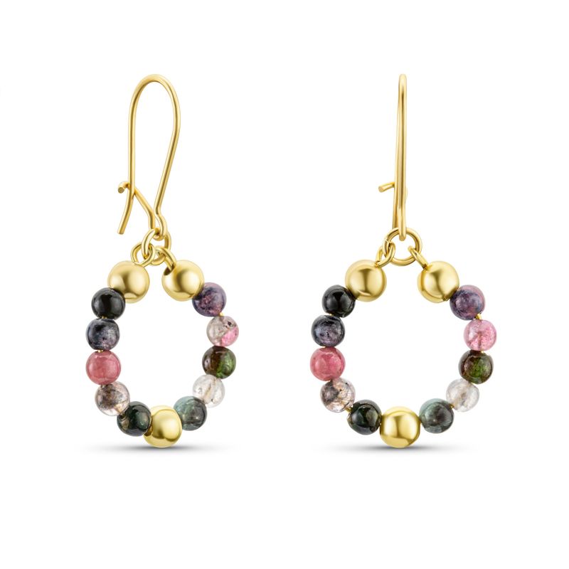 Deniz 14K Gold Tourmaline Beaded Earrings