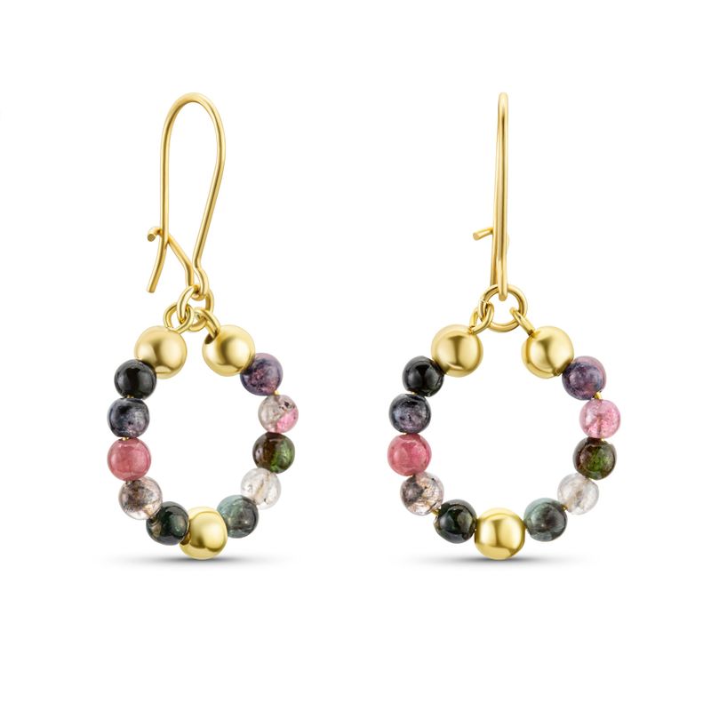 Deniz 14K Gold Tourmaline Beaded Earrings