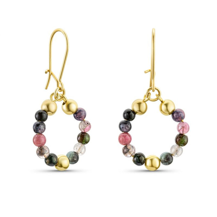 Deniz 14K Gold Tourmaline Beaded Earrings