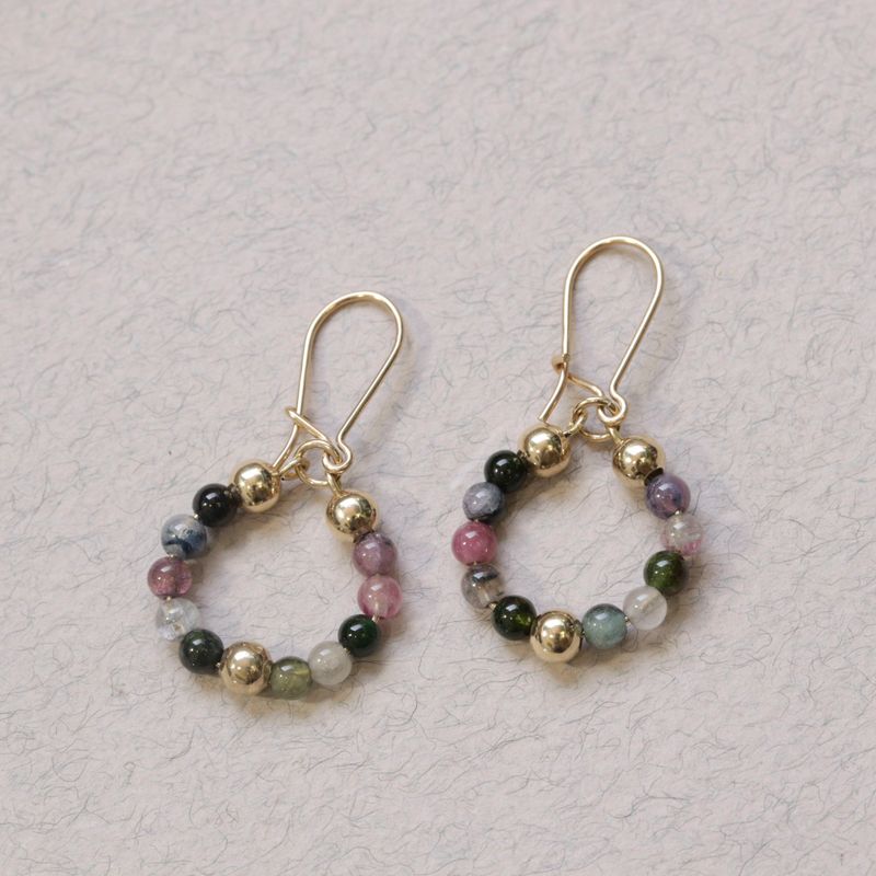 Deniz 14K Gold Tourmaline Beaded Earrings