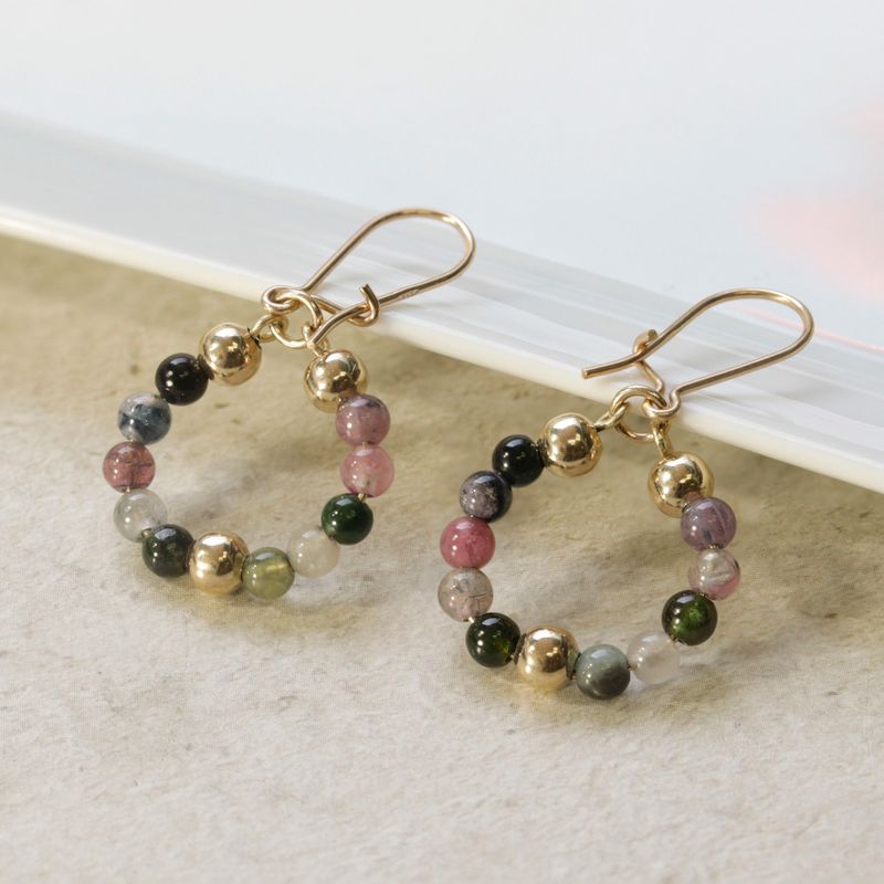 Deniz 14K Gold Tourmaline Beaded Earrings