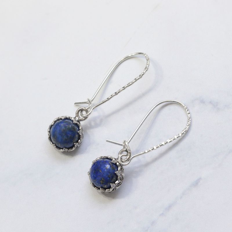 925 Silver Lapis Lazuli Drop Earrings - 8mm December Birthstone