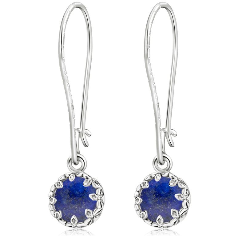 925 Silver Lapis Lazuli Drop Earrings - 8mm December Birthstone