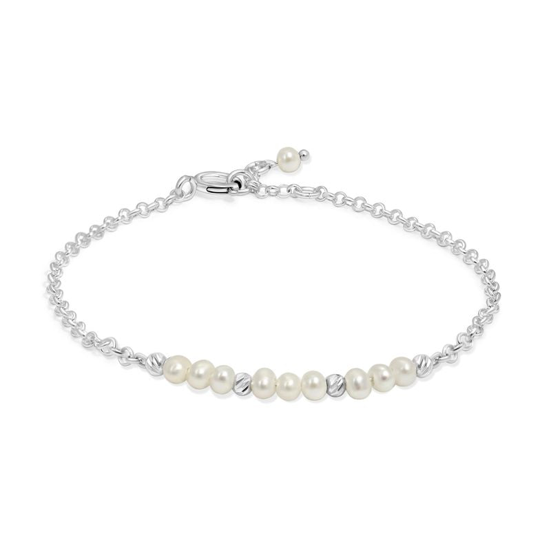 925 Silver Pearl Bracelet - June Birthstone Gift for Her