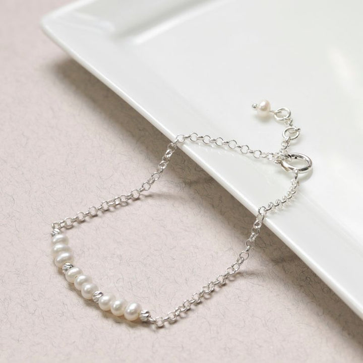 925 Silver Pearl Bracelet - June Birthstone Gift for Her