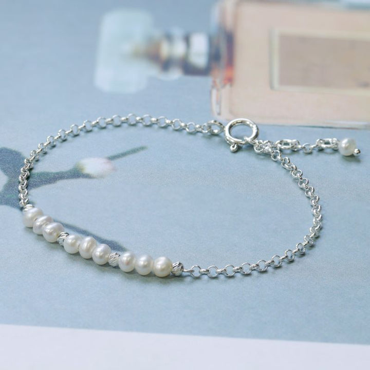 925 Silver Pearl Bracelet - June Birthstone Gift for Her