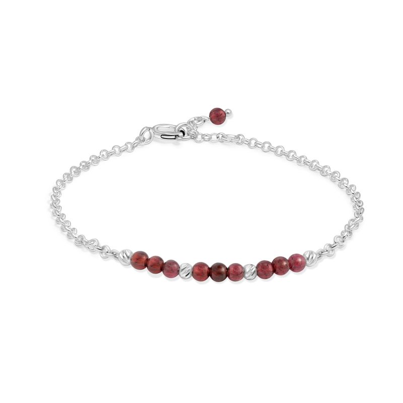 925 Silver Garnet Bracelet - Handmade Women's Jewelry