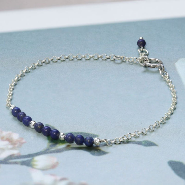 925 Silver Lapis Lazuli Bracelet - Handmade Women's December Birthstone Gift