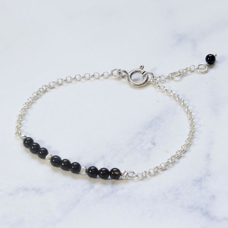 925 Silver Onyx Bracelet - July Birthstone Gift for Her